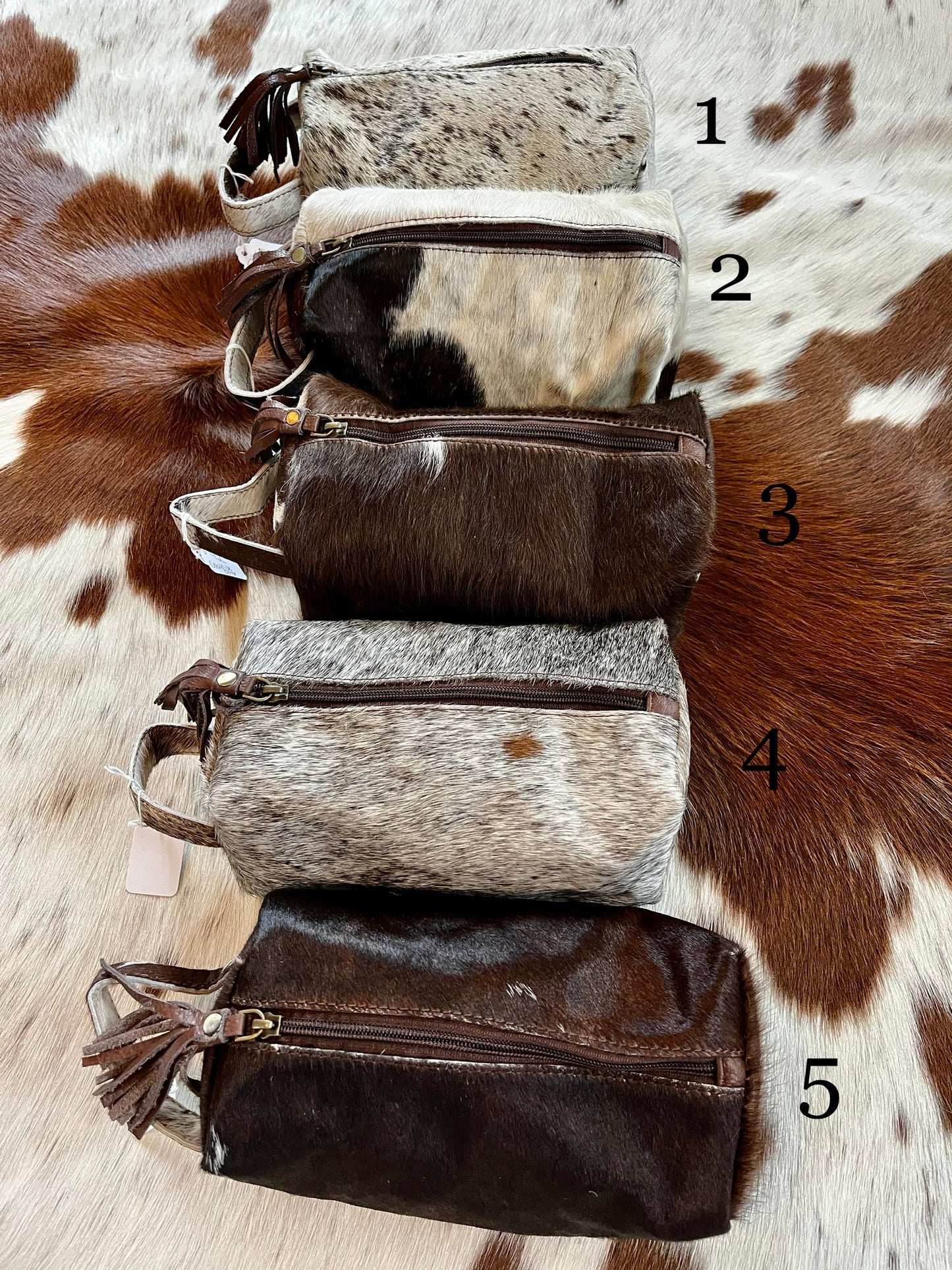 Cowhide toiletry bag