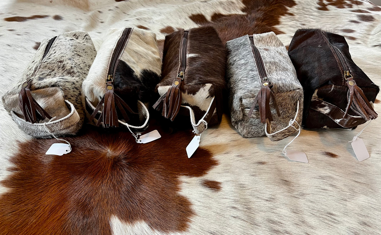 Cowhide toiletry bag