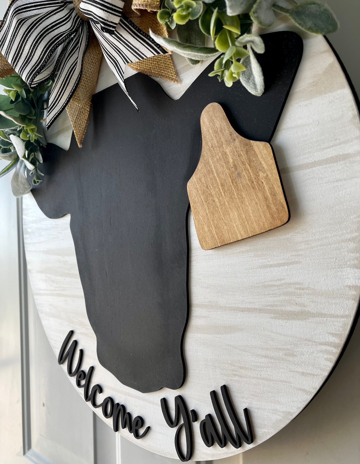 Welcome Y'all Sign • Farmhouse Decor • Cow