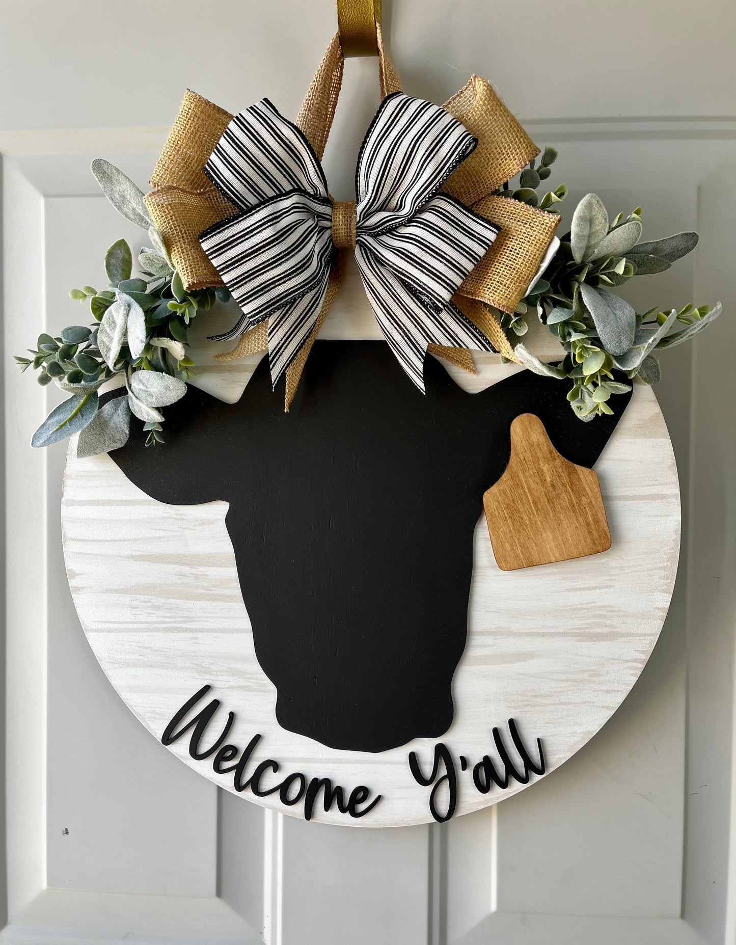 Welcome Y'all Sign • Farmhouse Decor • Cow