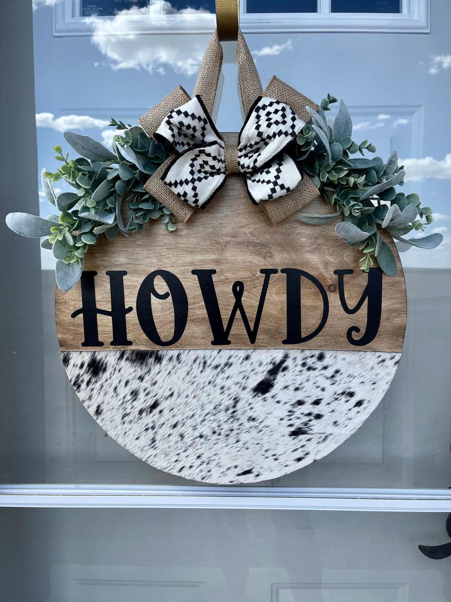 Howdy ~ Genuine Cowhide Western Sign