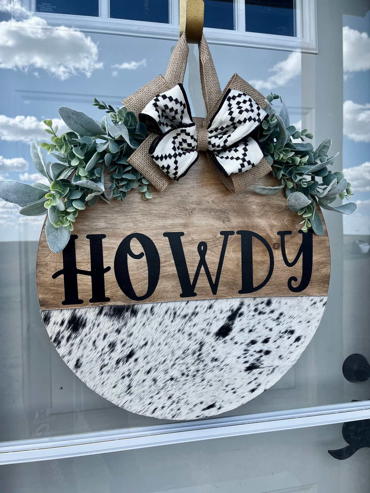 Howdey Sign Howdy ~ Genuine Cowhide Western Sign – Farmstead Sign Co.